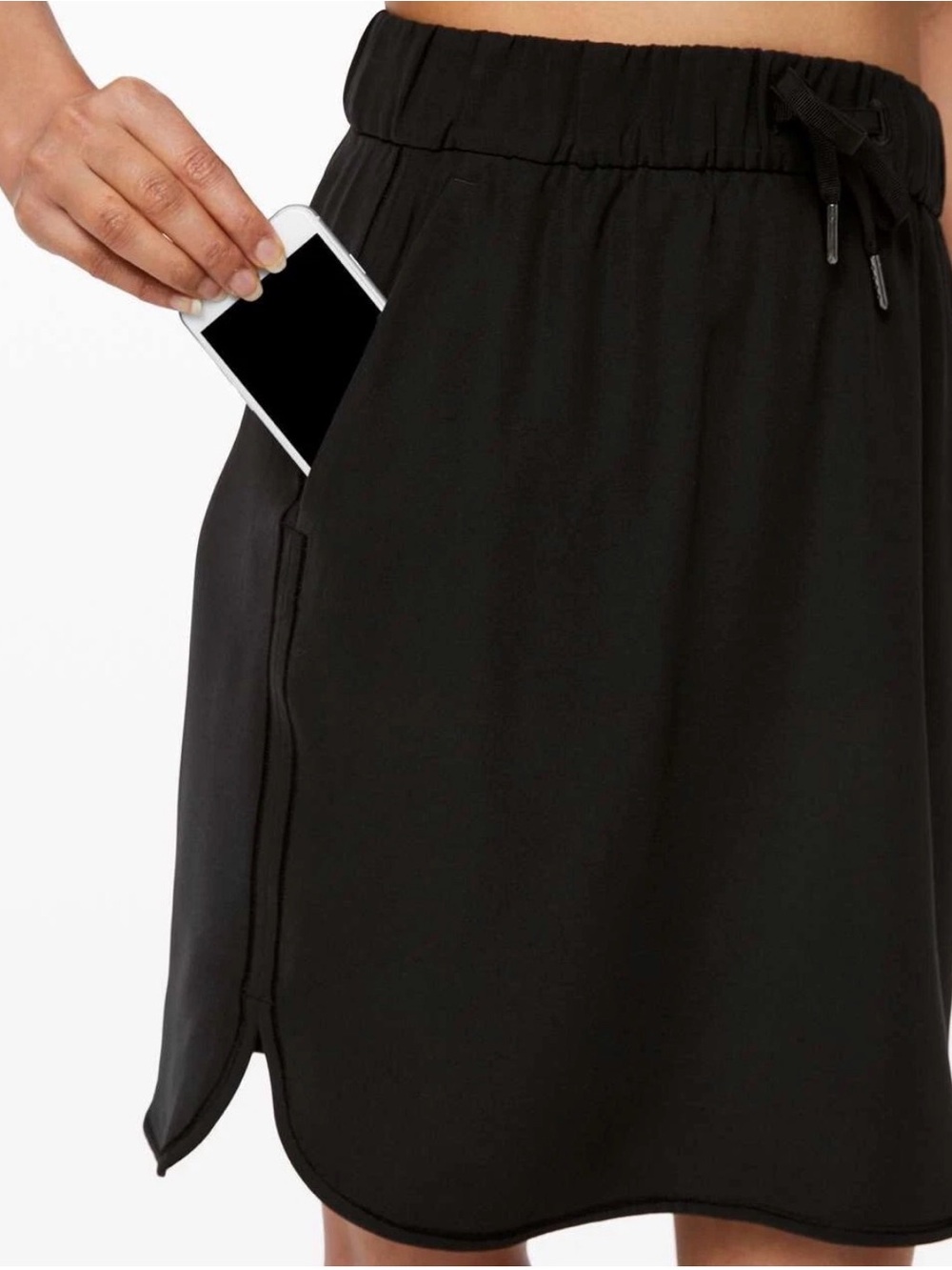 Lululemon On the Fly Drawstring Elastic Waist Black Skirt Size 6 - Picture 3 of 9